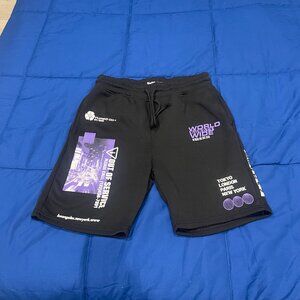Brooklyn Cloth "World Wide Web" Graphic Shorts - Size Medium - Black